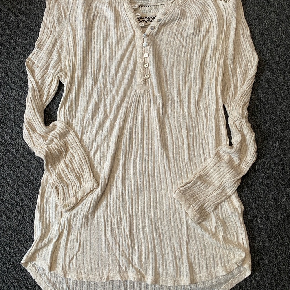 Lucky Brand Cream Textured Tunic